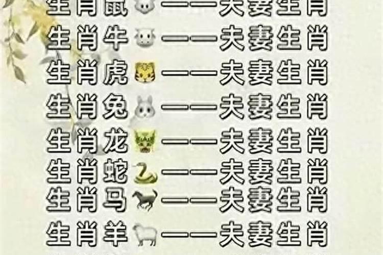 12生肖婚配相冲相克表 夫妻与孩子生肖配对表