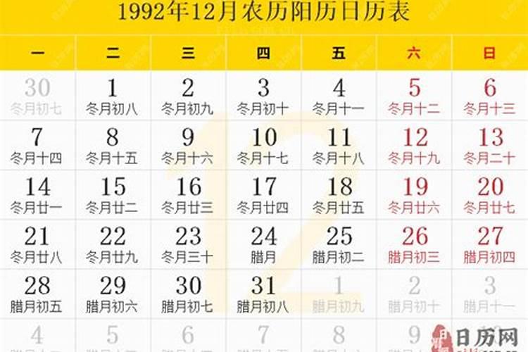 1992年正月初5阳历是多少？