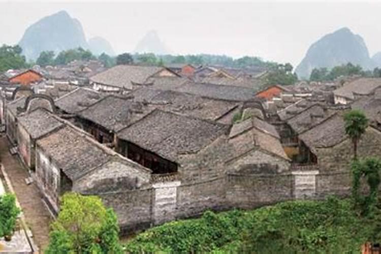 桂林桃花江边，青石板路桂北民居特色豆腐，特色旅游名村-鲁家村