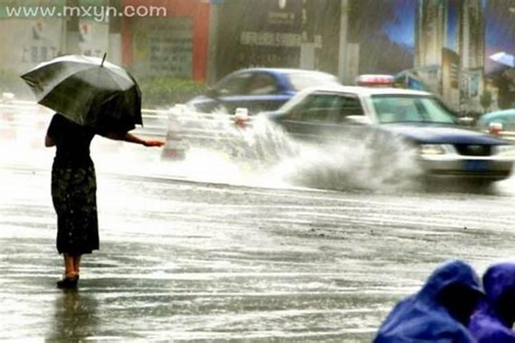 梦见梦下大雨家里进水的预兆